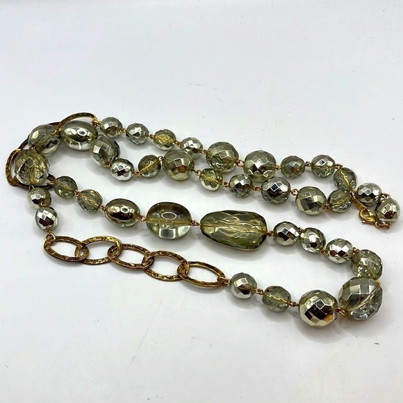 Aurora Borealis Beads in Assorted Sizes. Hammered Oval gold tone Chain 34” - Picture 8 of 10